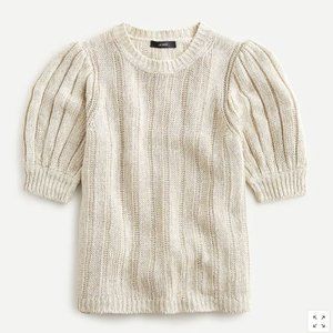 J Crew Puff Sleeve Linen Sweater, NWT, 2x, Flax